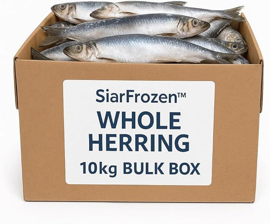 SiarFrozen™ Whole Herring 10kg Bulk Box – Raw Dog & Cat Food – Approx. 15–25cm Fish – Omega-3 Rich BARF Diet